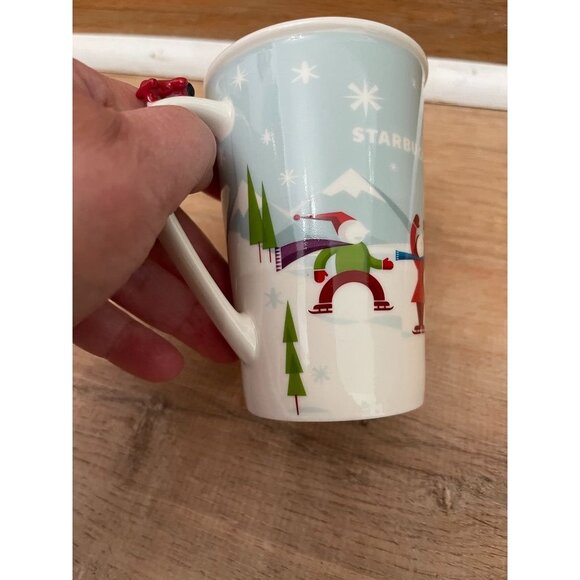 NWOT Starbucks Holiday Mug 12oz With Dog Sledding Scene & Snowflakes - Picture 5 of 7